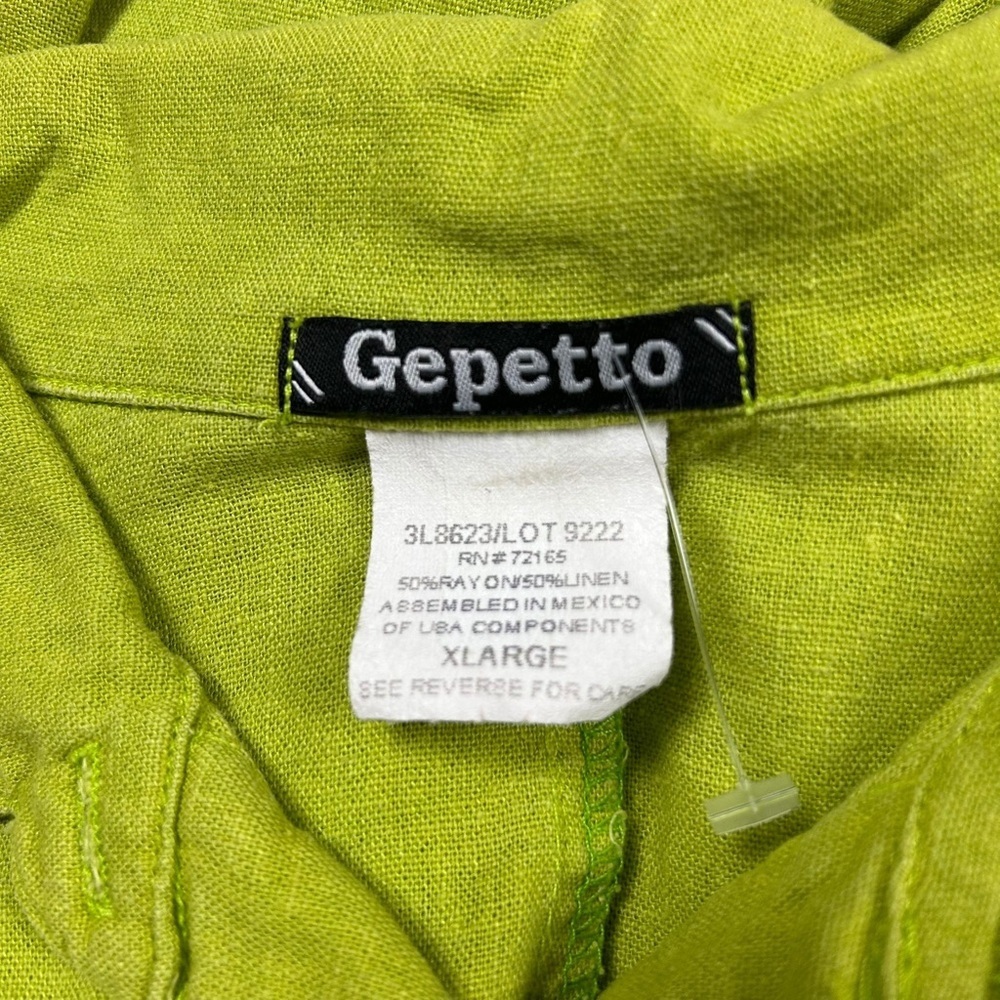 Gepetto Green Blouse with Decorative Patterns and Relaxed Fit 50% Rayon 50% Line - Picture 8 of 12